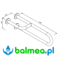 Poręcz stała dla niepełnosprawnych 3-podporowa lewa 600 mm SW B wymiary