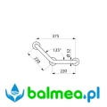 Poręcz kątowa 135°, antybakteryjny biały Nylon, 220 x 220 mm - rysunek.jpg
