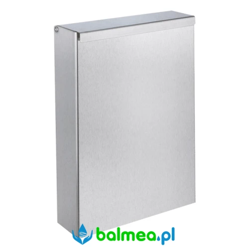 Ścienny, prostokątny pojemnik na odpady z pokrywą, Inox, 4,5 litra.webp