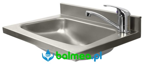 Umywalka jednokomorowa ze stali nierdzewnej z baterią sztorcową