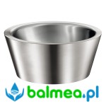 Stalowa, nablatowa, okrągła umywalka o średnicy 375 mm