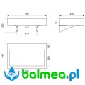 Stalowa, ścienna umywalka - schemat
