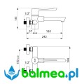 Bateria termostatyczna z zatrzaskową wylewką BIOCLIP - rysunek techniczny.