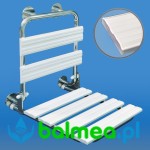 Siedzisko prysznicowe składane z oparciem dla niepełnosprawnych nierdzewne