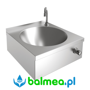 Umywalka stalowa Franke z samozamykającą baterią uruchamianą kolanem lub biodrem