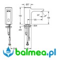 elektroniczna bateria umywalkowa bez mieszacza do zasilacza centralnego rysunek techniczny.webp