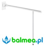 Wolnoopadająca poręcz uchylna z podporą dla osób niepełnosprawnych 850 mm biała