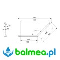 Poręcz kątowa 400 x 400 mm biała - rysunek techniczny