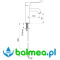 Jednouchwytowa bateria umywalkowa- - rysunek techniczny
