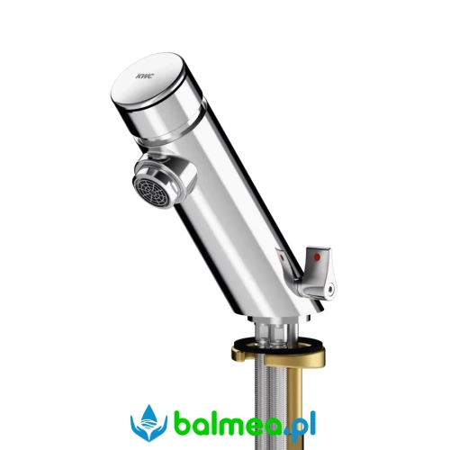 Bateria umywalkowa F3 stojąca ukośna samozamykająca z regulacją temperatury KWC.webp