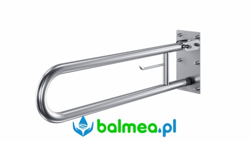 Poręcz uchylna łukowa dla niepełnosprawnych z uchwytem na papier toaletowy 75 cm stal nierdzewna.jpg