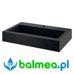 Ścienna umywalka z niewidocznym odpływem stalowa czarna 