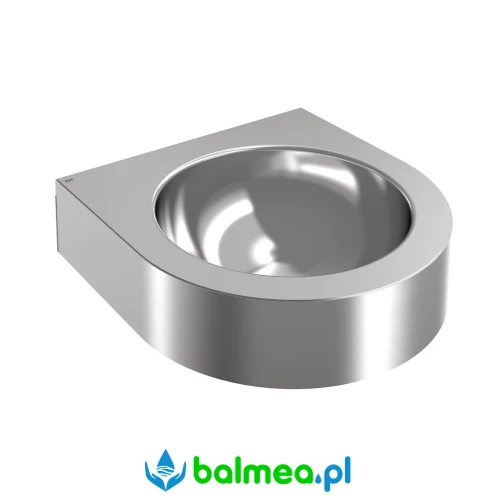 Umywalka naścienna ze stali szlachetnej z miejscem na armaturę.webp