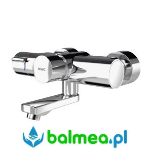 Termostatyczna czasowa bateria ścienna wykonana z polerowanego mosiądzu