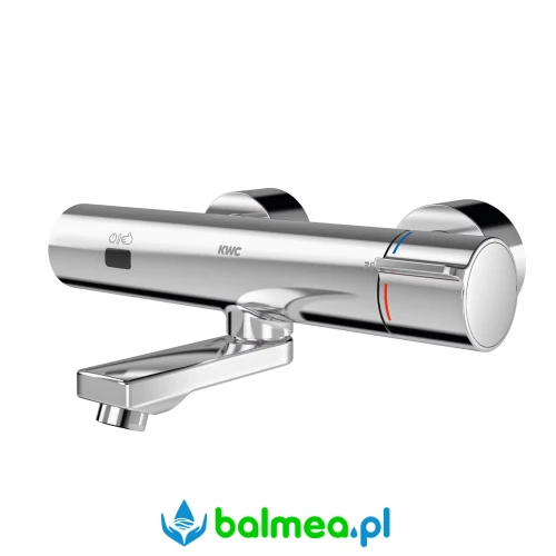 Bezdotykowa termostatyczna bateria ścienna z zasilaniem bateryjnym.webp