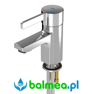 Jednouchwytowa stojąca bateria termostatyczna wykonany w całości z metalu i polerowanego mosiądzu