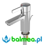 Jednouchwytowa stojąca bateria termostatyczna z ciągłem wykonana w całości z metalu i polerowanego mosiądzu