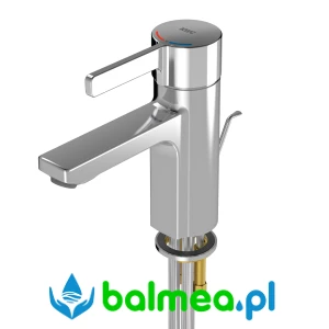 Jednouchwytowa stojąca bateria termostatyczna z ciągłem wykonana w całości z metalu i polerowanego mosiądzu