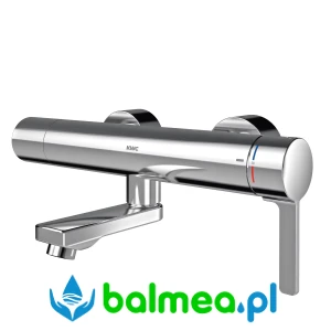 Jednouchwytowa termostatyczna bateria ścienna z podzespołem higienicznym wykonana z mosiądzu