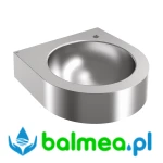 Stalowe ścienne źródełko wody pitnej o wymiarach 345 × 118 × 350 mm