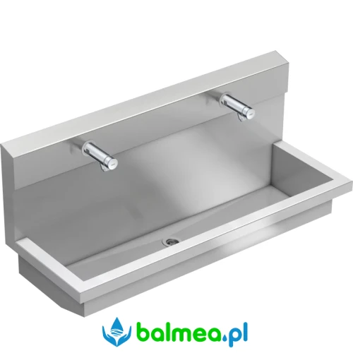 Moduł umywalkowy z samozamykającymi bateriami ściennymi bez mieszacza.webp