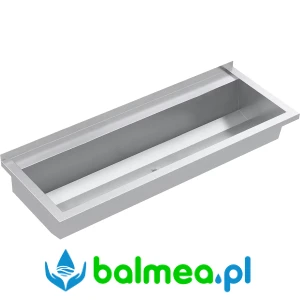 Stalowa umywalka rynnowa z półką na armaturę