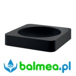 Czarna stalowa, prostokątna  umywalka do częściowej zabudowy o wymiarach 130 x 380 x 380 mm