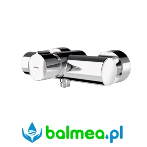 Metalowa samozamykająca bateria ścienna z mieszaczem i możliwością montażu słuchawki natryskowej