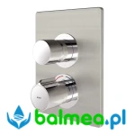 Metalowa samozamykająca termostatyczna bateria podtynkowa o wymiarach 190 × 245 mm