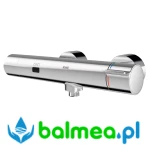 Metalowa elektroniczna termostatyczna bateria ścienna z zasilaniem bateryjnym i modułem C