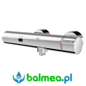 Metalowa elektroniczna termostatyczna bateria ścienna z zasilaniem bateryjnym i modułem C