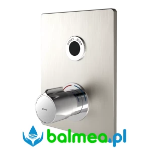 Metalowa elektroniczna termostatyczna bateria podtynkowa  o wymiarach 190 × 245 mm