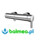 Jednouchwytowa termostatyczna bateria ścienna z przyłączem słuchawki natryskowej.webp
