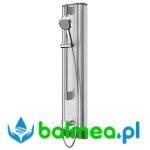 Panel natryskowy ze stali szlachetnej z mieszaczem i słuchawką natryskową o wymiarach 235 × 1160 × 90 mm