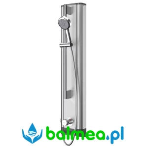 Panel natryskowy ze stali szlachetnej z mieszaczem i słuchawką natryskową o wymiarach 235 × 1160 × 90 mm