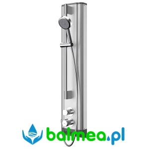 Panel natryskowy ze stali szlachetnej ze słuchawką natryskową o wymiarach 235 × 1160 × 90 mm