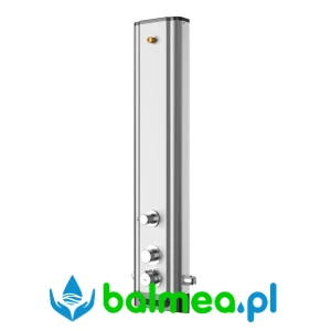 Panel natryskowy ze stali szlachetnej z przełącznikiem pomiędzy głowicą a słuchawką natryskową o wymiarach 235 × 1160 × 90 mm