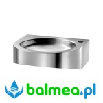 Stalowa umywalka ścienna dla niepełnosprawnych  PMR XS z otworem na baterię o wymiarach 150 x 400 x 390 mm