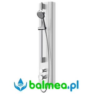 Panel natryskowy z tworzywa mineralnego MIRANIT ze słuchawką natryskową o wymiarach 235 × 1160 × 100 mm