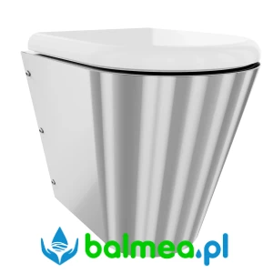Miska WC ze stali szlachetnej o matowej powierzchni o wymiarach 500 x 456 x 360 mm