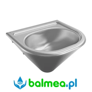 Stalowa umywalka pojedyncza do montażu ściennego o wymiarach 450 x 280 x 400 mm