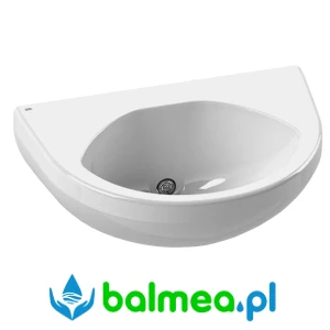 Umywalka pojedyncza do montażu ściennego z tworzywa sztucznego o wymiarach 465 x 210 x 305 mm