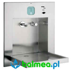 Stalowy moduł umywalkowy do zabudowy w ścianie z funkcją dozowania wody i mydła o wymiarach 475 x 530 x 390 mm