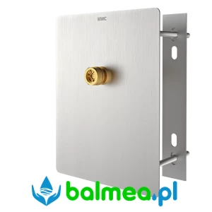 Płytka montażowa z króćcem przyłączeniowym do głowicy natryskowej do montażu od strony pomieszczenia technicznego