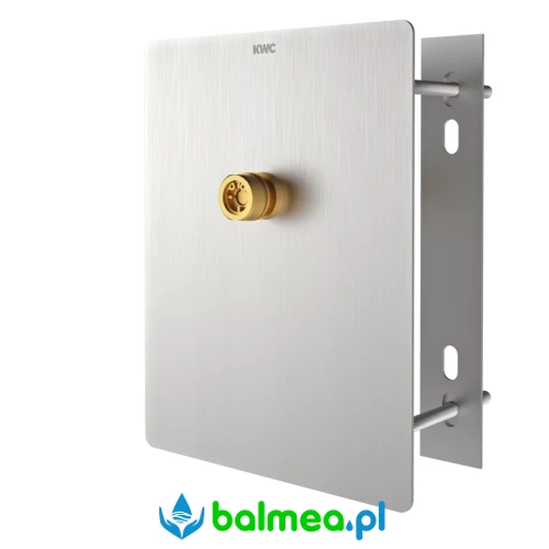 Płytka montażowa z króćcem przyłączeniowym do głowicy natryskowej do montażu od strony pomieszczenia technicznego.webp