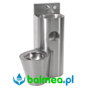 Stalowy zestaw sanitarny umywalka + miska WC (z lewej strony) o wymiarach 700 x 1000 x 670 mm