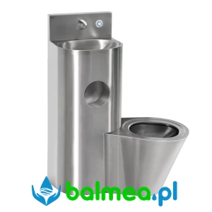 Stalowy zestaw sanitarny umywalka + miska WC  (z lewej strony) o wymiarach 700 x 1000 x 670 mm