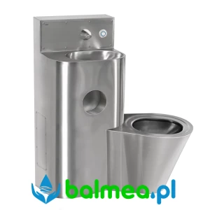 Stalowy zestaw sanitarny umywalka + miska WC (z lewej strony) o wymiarach 810 x 1050 x 780 mm