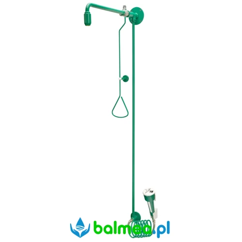 Wielofunkcyjny natrysk ratunkowy do ciała i oczu do montażu natynkowego z doprowadzeniem wody ze ściany.webp