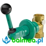 Zawór podtynkowy DN 20 przeznaczony do natrysków ratunkowych z przesuwną rozetą. Głębokość zabudowy 35–60 mm.